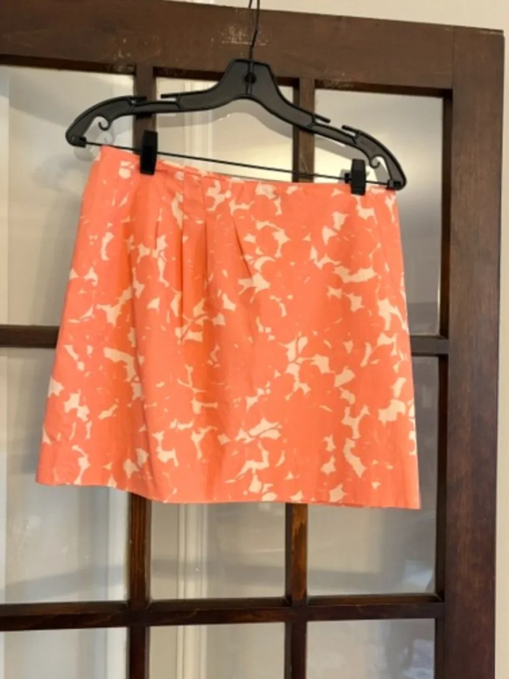 J.Crew Mini Skirt in Coral-Colored Floral Pattern, Size 6
